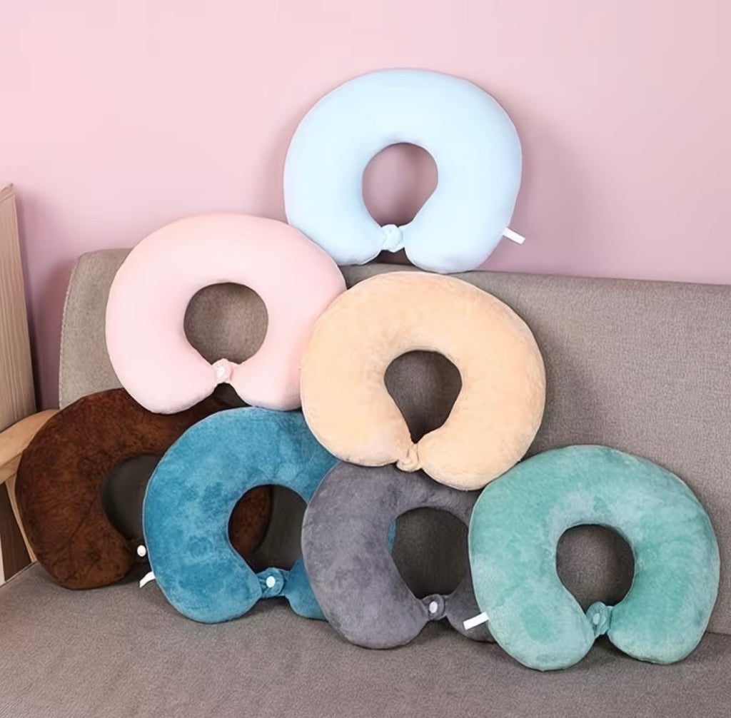 10, Soft U-Shaped Travel Neck Pillow — Assorted Colours, Bulk Packs