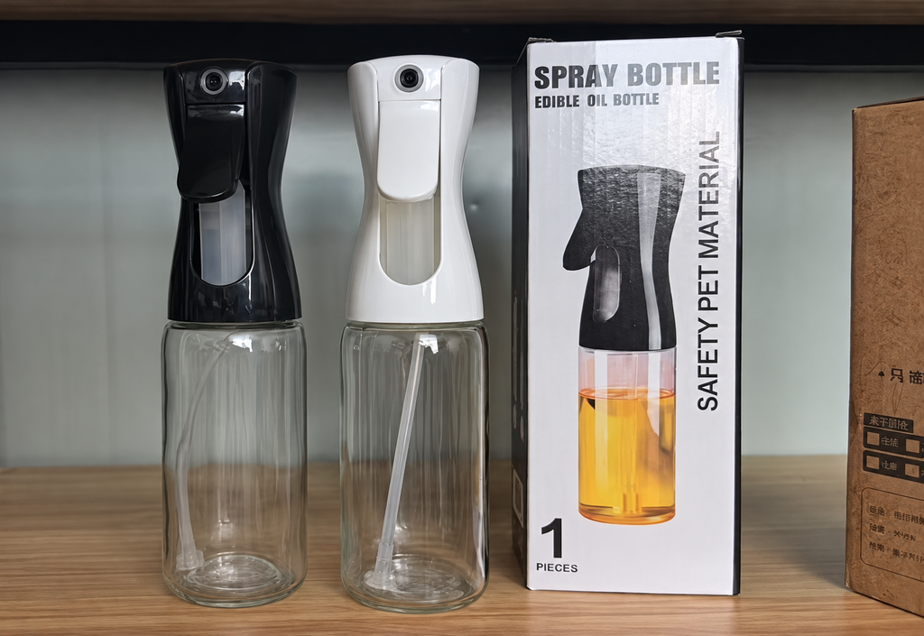 20 Kitchen Oil Spray Bottle for Cooking, BBQ & Salad – Fine Mist Oil Sprayer, Clear Bottle with Box