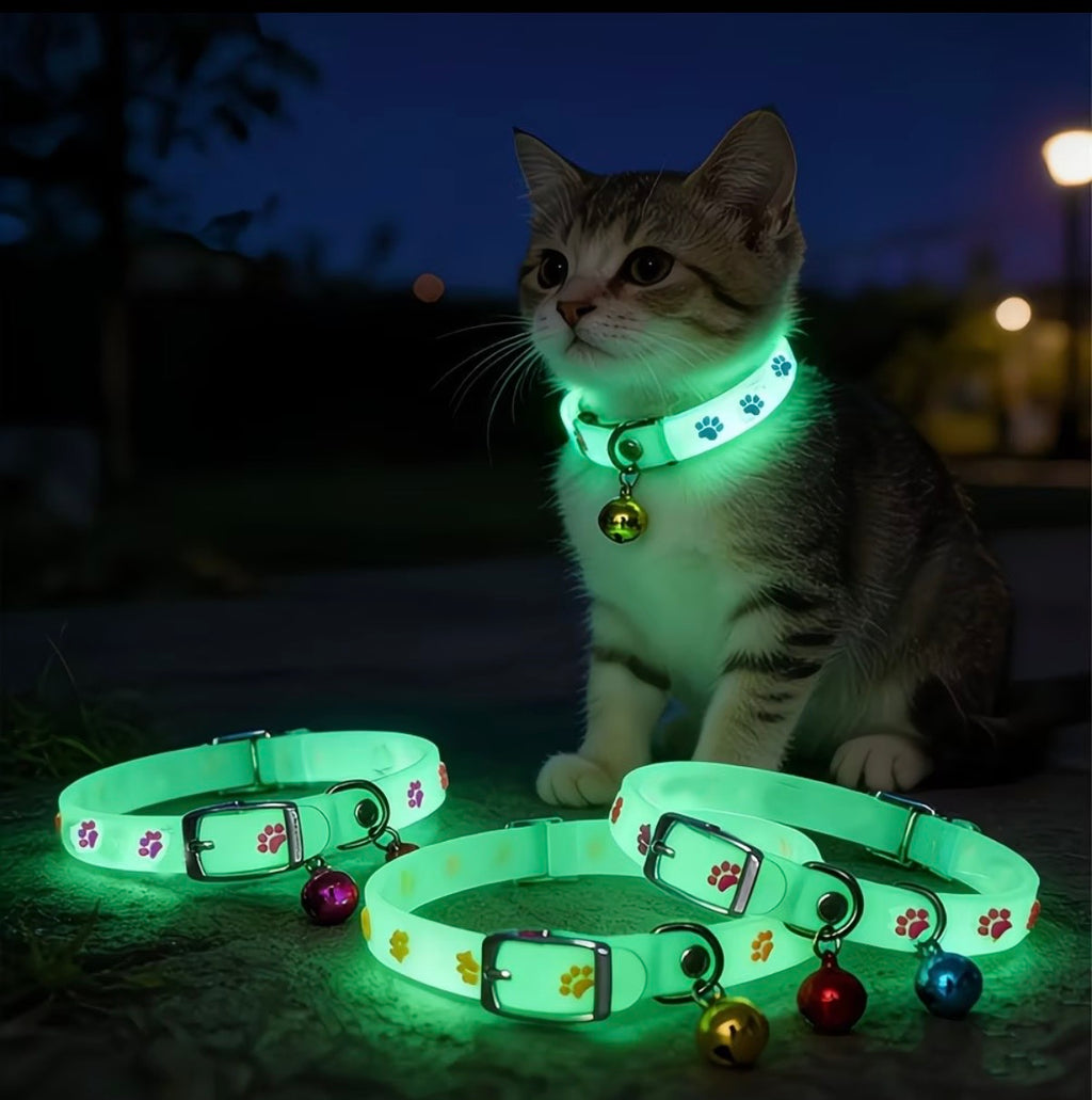 6 mixed Glow-in-the-Dark Cat Collar — 6-Colour Set