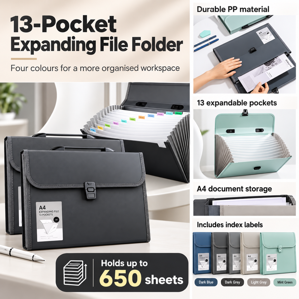 5, 13-Pocket Expanding File Folder