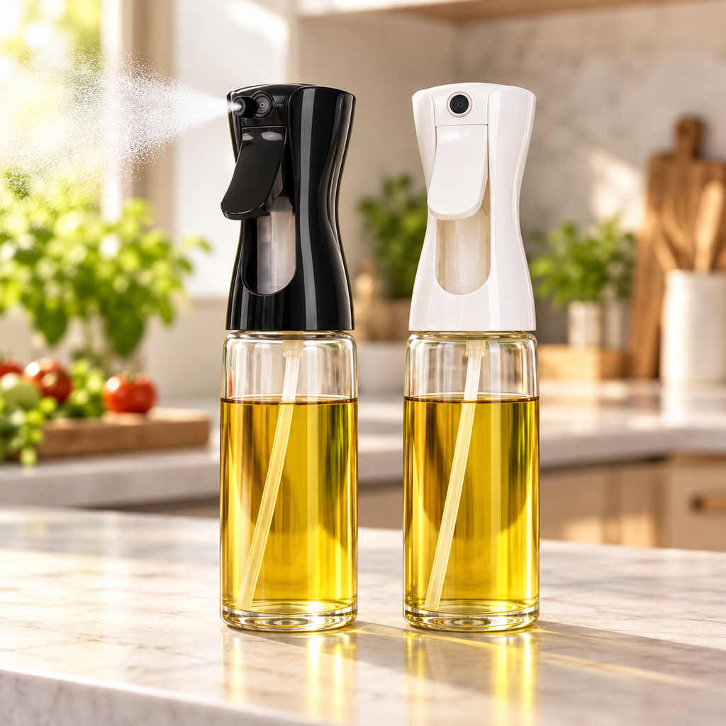 20 Kitchen Oil Spray Bottle for Cooking, BBQ & Salad – Fine Mist Oil Sprayer, Clear Bottle with Box