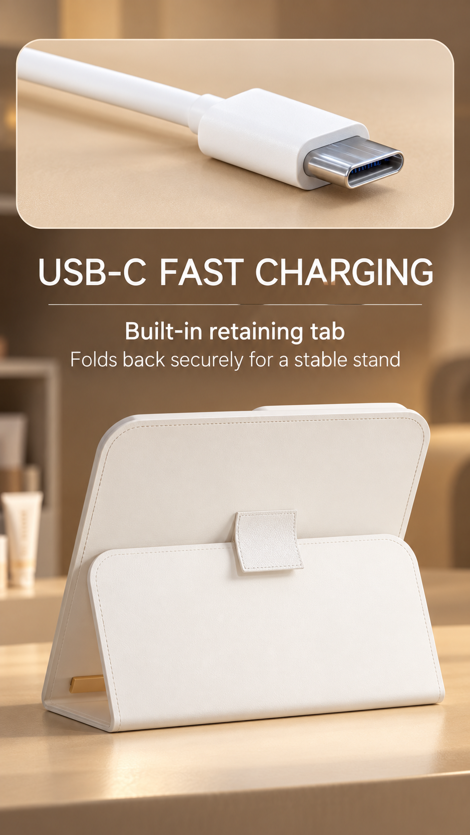 5, Portable Foldable LED Makeup Mirror with Phone Stand